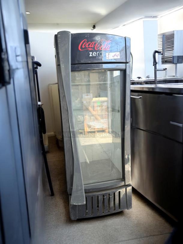 True GDM-26 Coca-Cola Zero glass door merchandiser refrigerator, excellent condition, fully tested and working, 115V.