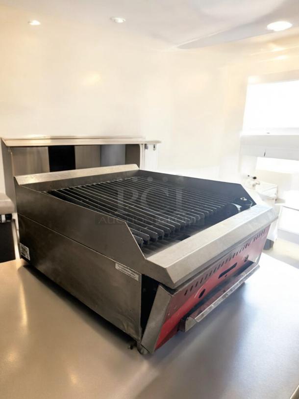 Avantco Chef Series Lava Rock Charbroiler, natural gas, excellent condition, tested and working, stainless steel body.