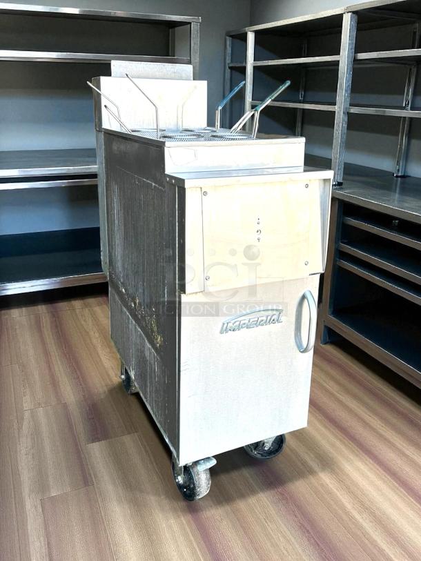 Imperial IPC-14 12 Gallon Stainless Gas Pasta Cooker, excellent condition, fully tested, features easy-clean design, label visible.