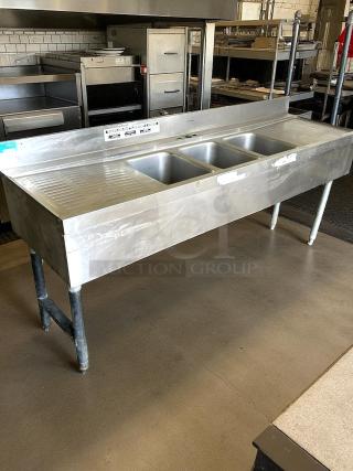 Amazing Condition – Supreme Metal SLB-53C 3 Compartment Under Bar Sink w/ Two 12