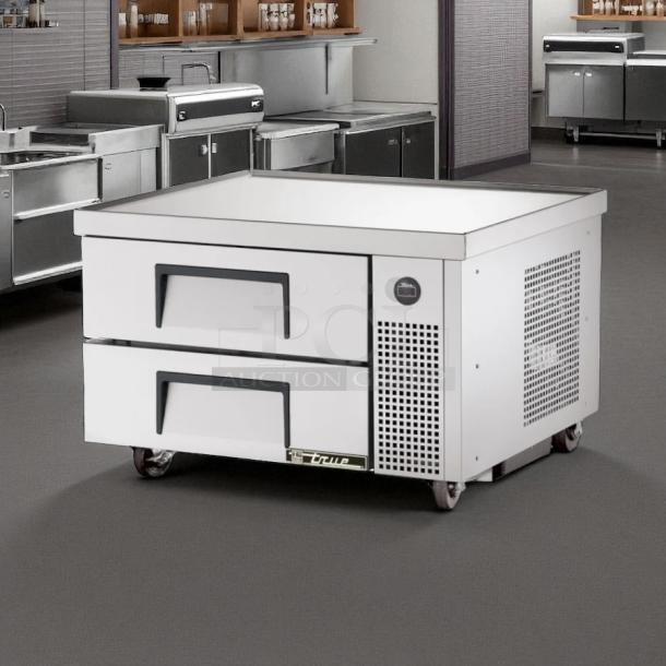 True TRCB-36-HC Chef Base Cooler with 2 drawers, 36" wide, in great condition, fully tested, stainless steel finish.