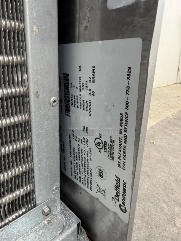 Delfield 36” Chef Base Model 1709150000704, tested and working. Features NSF and UL certification labels.