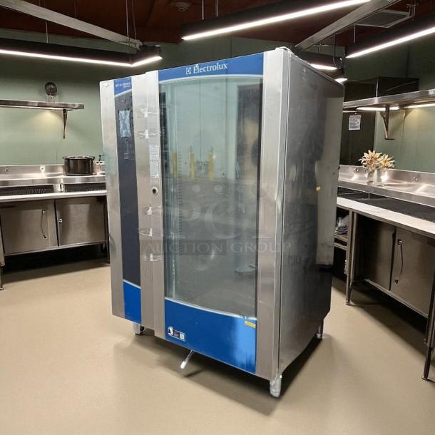 Electrolux Air-o-Steam Touchline AOS202GTP1 combi oven in stainless steel, featuring a touch screen, tested and working.