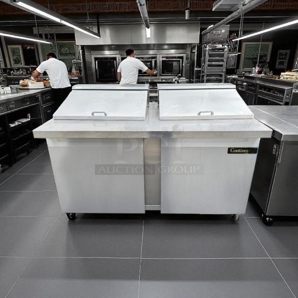 Continental SW60N24M 60" Sandwich/Salad Prep Table, like new, features two doors, stainless steel, tested and working.