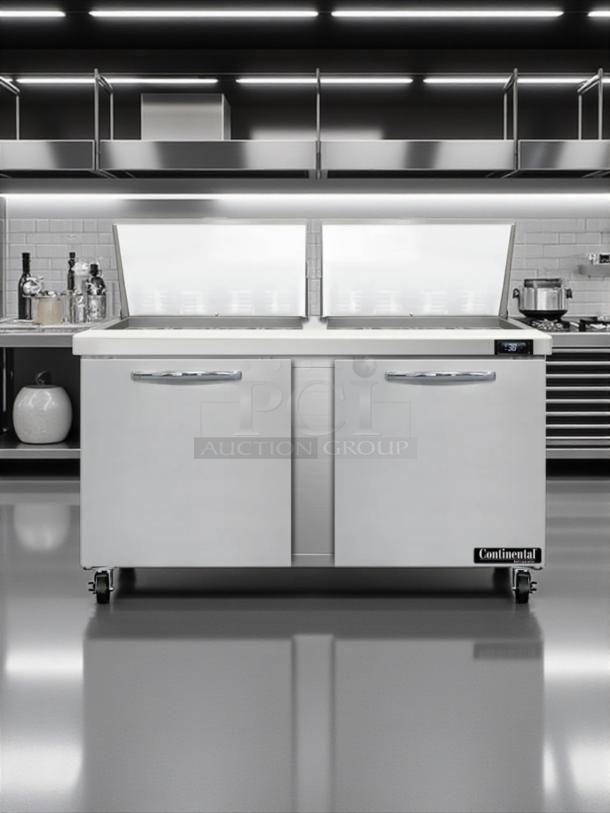Continental SW60-24M commercial refrigerator freezer, dual lid, top access, excellent condition, 115V, tested working.