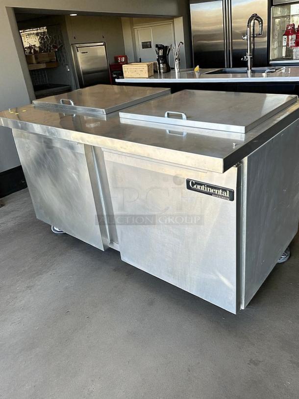 Continental SW60-24M commercial dual lid refrigerator freezer in outstanding condition, stainless steel, 115V, fully tested.