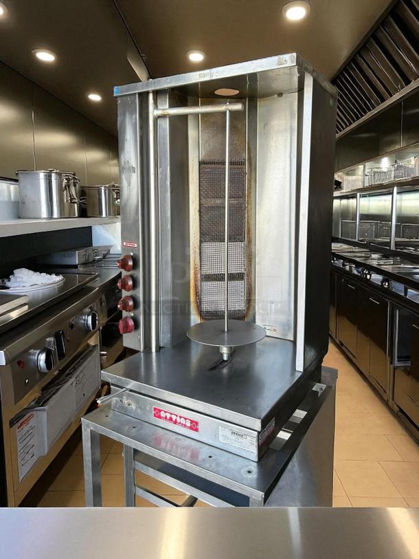 Attias S4Y-4 Gyro Machine, gas vertical broiler, stainless steel, tested, working, made in USA, excellent condition.