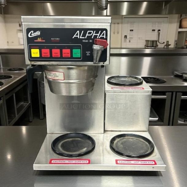 Curtis ALPHA 3DR 12-Cup Coffee Brewer with 3 Warmers on Right. Stainless steel. Fully tested, working. 120V.