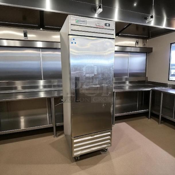 Economy Series EF1A-FS reach-in freezer, one door. Stainless steel, tested and working, excellent condition.