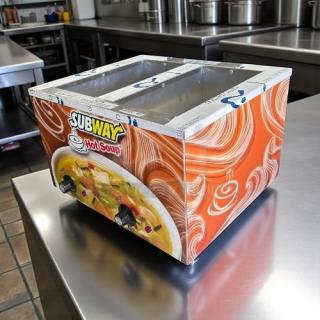 Duke CSW-2-TAM hot soup warmer, 2-pan countertop, excellent condition, branded "Subway Hot Soup," 120V.