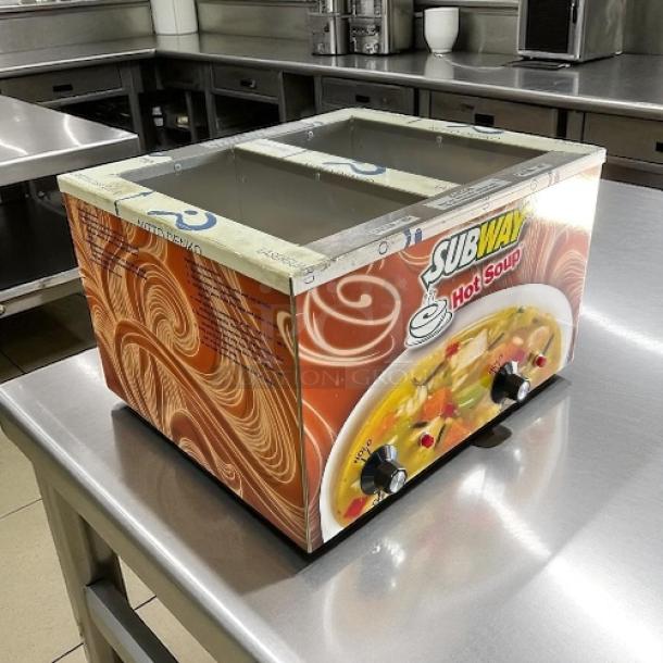 Duke CSW-2-TAM Hot Soup Warmer, excellent condition, 2-pan countertop station, 120V, Subway branding, tested and working.