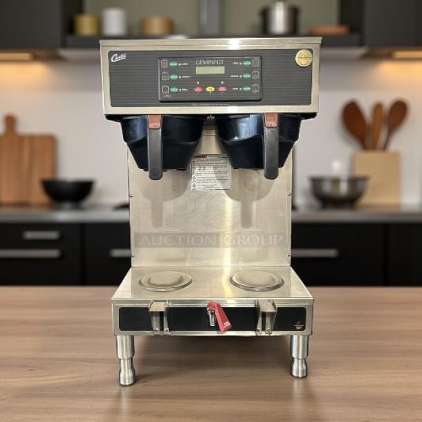 Curtis G4GEMT10A1000 Automatic Twin Satellite Coffee Brewer, great condition, 1 1/2 gal capacity, 220v/1ph, fully tested.