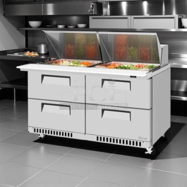 Turbo Air TST-60SD-24-D4-N sandwich/salad prep table, 60 1/4", with refrigerated base, fully tested, excellent condition.