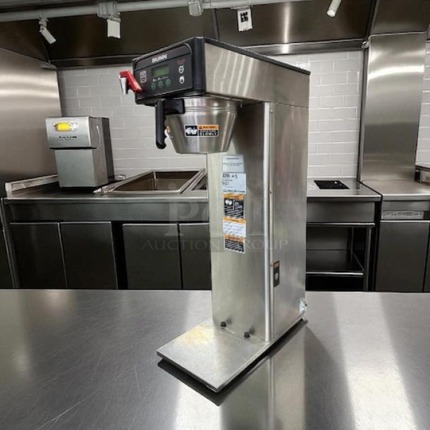 BUNN 36600.0005 ICB-DV coffee brewer, stainless steel, tested and working, with visible control panel and labels.