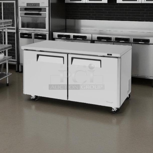 Turbo Air MUR-60 undercounter refrigerator, 60" wide, in excellent condition, with dual doors, fully tested and working.