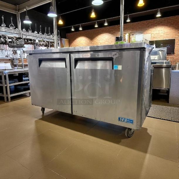 Turbo Air MUR-60 undercounter refrigerator, 60-inch, stainless steel, excellent condition, fully tested, visible labels.