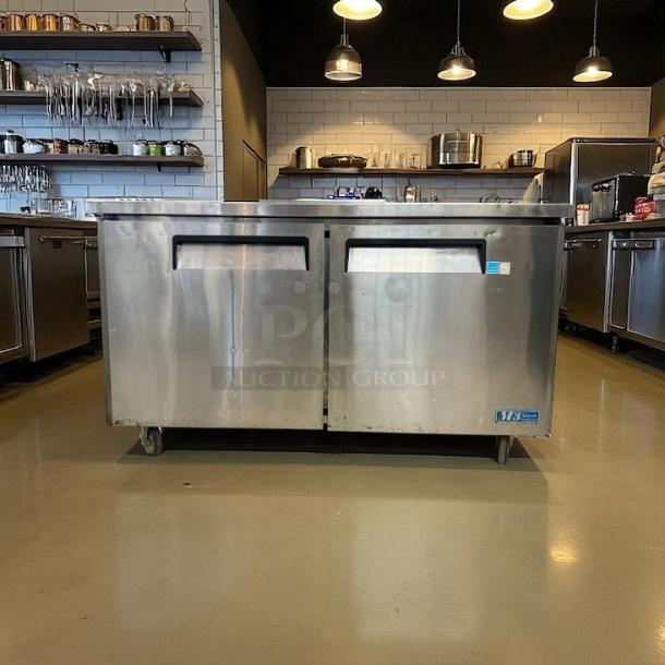 Turbo Air MUR-60 undercounter refrigerator, 60", stainless steel, excellent condition, fully tested, dual doors.