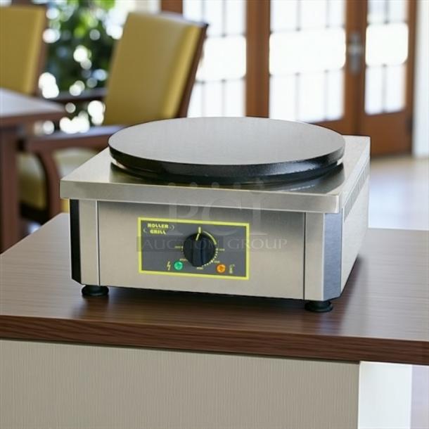Equipex 400E single crepe maker, 15.75" cast iron plate, stainless steel body, tested and working, great condition.