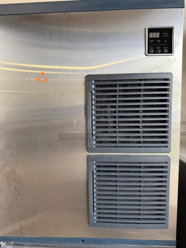 Blue Air Model BLMI-850A ice machine in excellent condition, silver finish, digital control panel, fully tested and working.