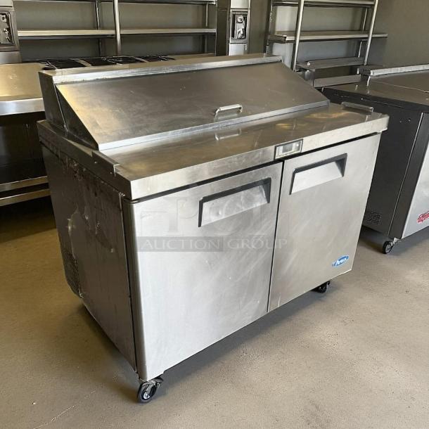 Atosa MSF8302 48" two-door salad prep table refrigerator in excellent condition, fully tested and working.