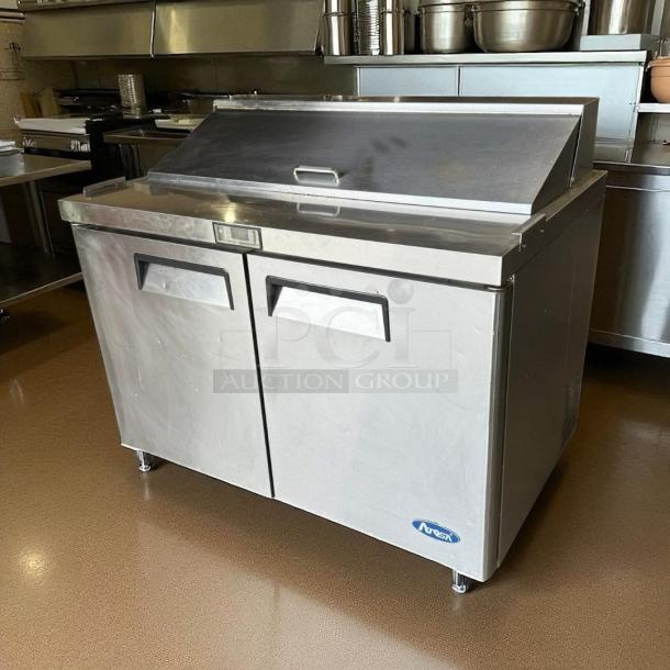 Atosa MSF8302 48" two-door salad prep table refrigerator, excellent condition, fully tested and working, 115V.