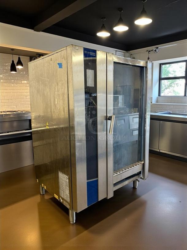 Electrolux AOS202GTP1 Air-o-Steam Touchline 202 electric combi oven, stainless steel, tested & working, in kitchen setting.