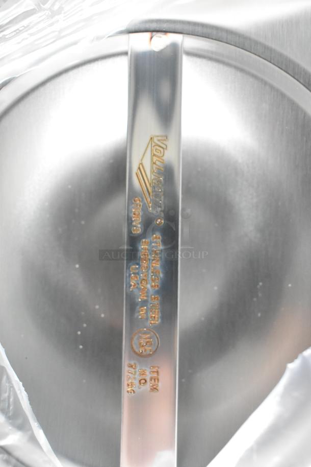 Vollrath stainless steel cookware, stamped with NSF seal and item number 77620, made in Sheboygan, WI, USA.