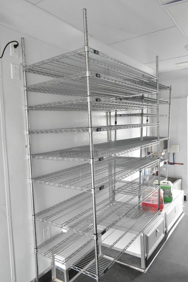 2020 Southern Dimensions Group trailer interior with metal shelving and storage, GVWR 6,350 kg/14,000 lb, sold with clear title.