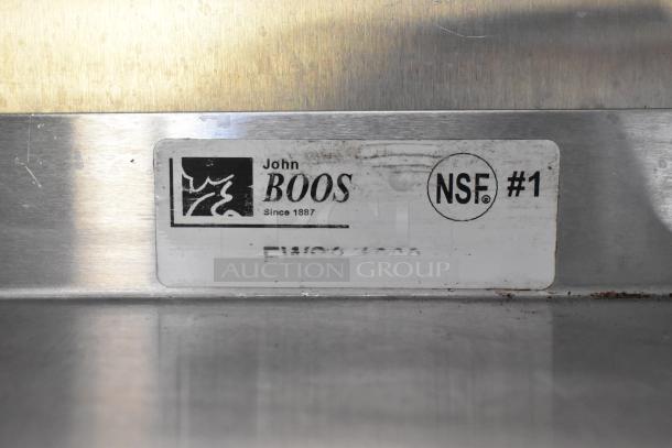 John Boos stainless steel label, NSF certified, featuring brand logo and text: "Since 1887".