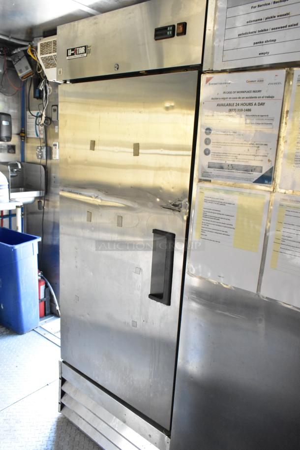 Stainless steel U-Star cooler in a mobile kitchen trailer, featuring a digital control panel and durable construction.