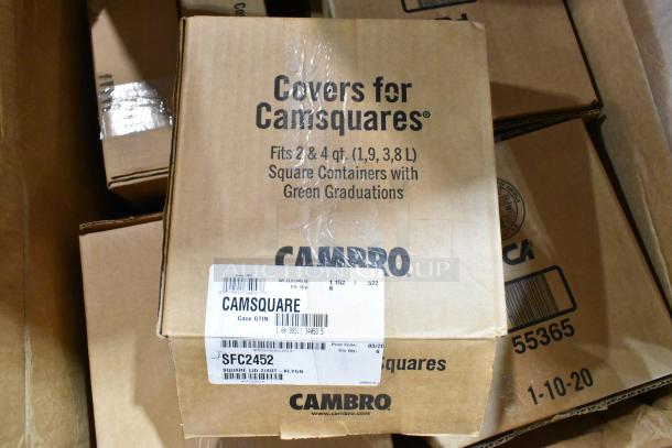 17 brand new scratch and dent boxes containing Cambro Camsquare covers for 2 & 4 qt containers; model SFC2452.