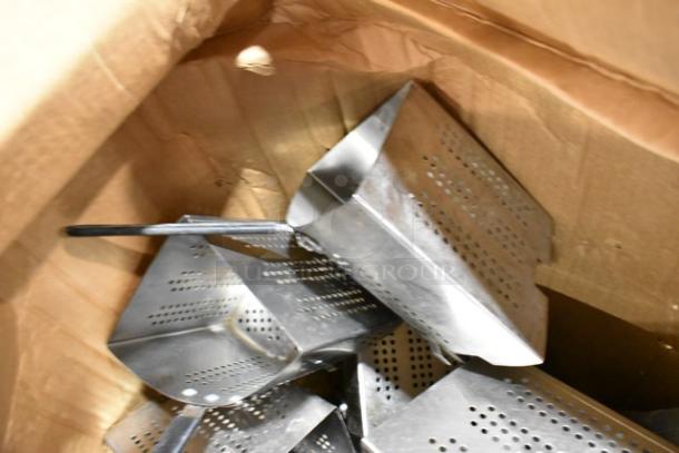 New scratch and dent items in box, featuring perforated metal scoops or dispensers. Items show minor cosmetic flaws.