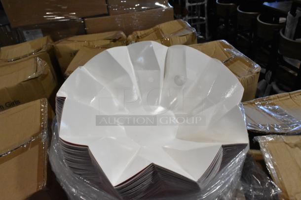 23 boxes of new scratch and dent items, including BB-031 750ml flower bowls and ProPak paper handle bags.