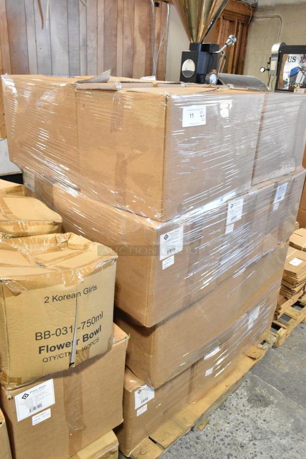 20 brand new scratch and dent boxes with ProPak paper handle bags on pallets, ready for auction.