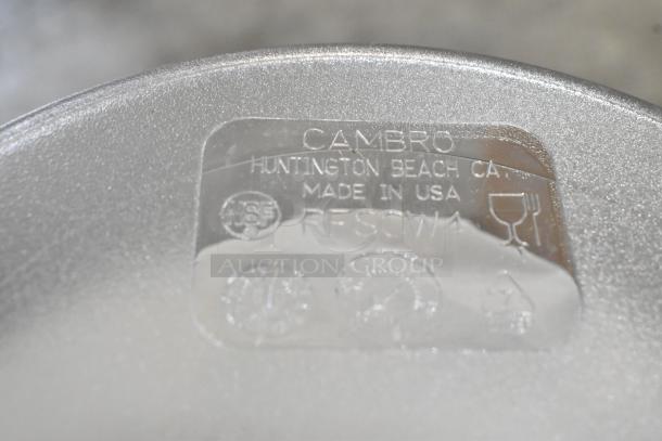 Cambro clear poly container label, marked "Huntington Beach, CA, Made in USA." Part of a 22-item kitchenware auction.