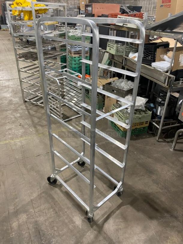 Channel 506LA commercial aluminum lug/bus rack on casters. Durable construction, excellent condition, ideal for storage.