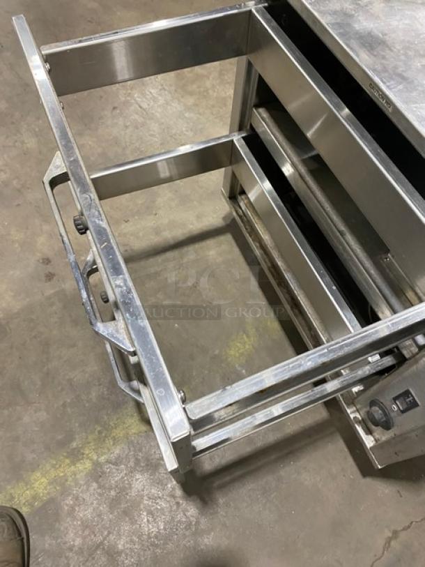 Eagle Group RedHots Series DWW-2-120 stainless steel electric double warming drawer on casters, shown open, durable design.