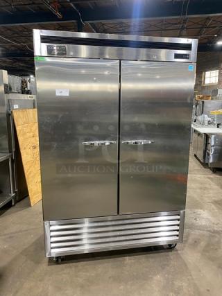 Kool-It KBSF-2 Signature Series commercial stainless steel 2-door reach-in freezer, Energy Star certified, on casters.