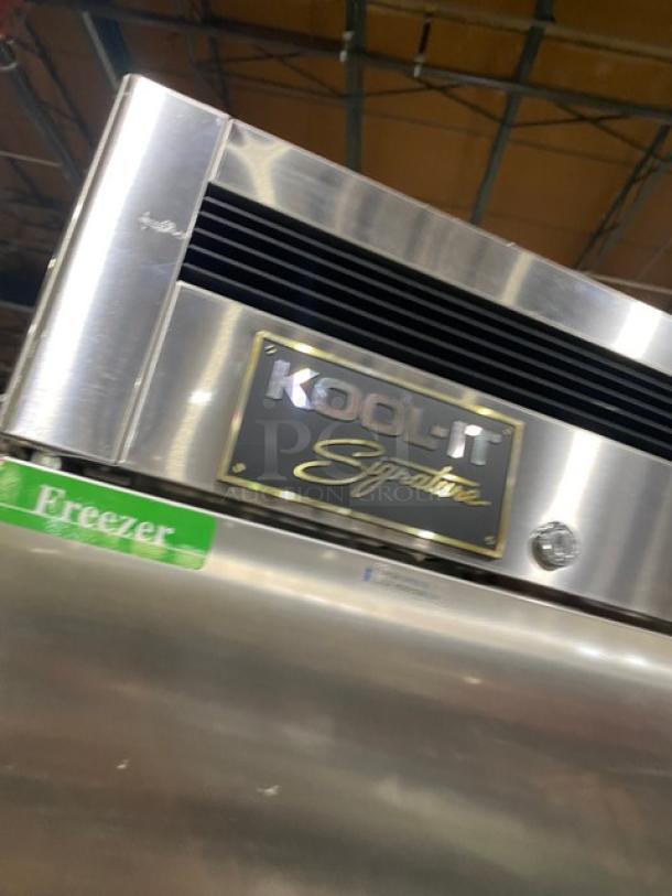 Kool-It Signature Series 2-door stainless steel freezer, model KBSF2, Energy Star certified, with poly coated wire racks.