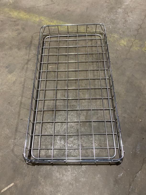 Commercial chrome-plated wired rack for bagels/pastries, full-sized, excellent condition, sturdy construction.