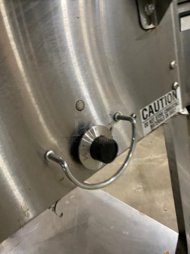 Duke AeroHot Series WB303 hot food steamtable control panel with knob and caution label on stainless steel surface.