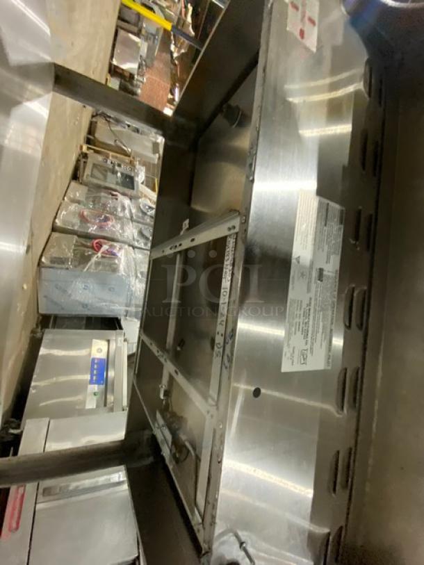 Duke AeroHot WB303 stainless steel 3-well steam table with undershelf, cutting board, and casters. Serial: 10249949.