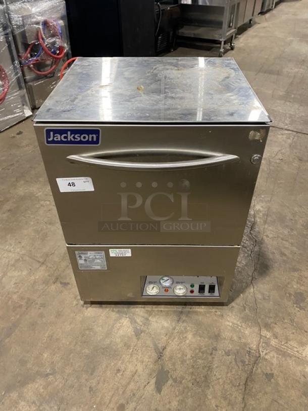 Jackson DishStarHT undercounter dishwasher, stainless steel, electric-powered, high-temperature model, on legs, 208/230V, 1 phase.