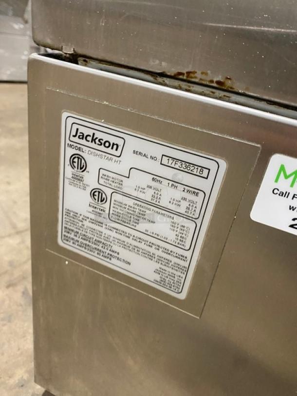 Jackson DishStarHT stainless steel undercounter dishwasher, Model 17F336218. High-temp, electric, 208/230V, 1 Phase.