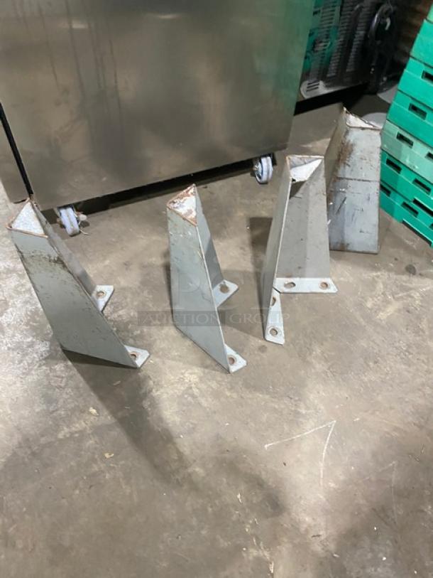 Bakers Pride pizza oven legs, metal, used, slightly rusted. Components for commercial natural gas oven setup.