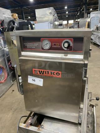 Wittco stainless steel heated holding system, Model 1220-3. Features temperature gauge, power/heat controls, serial JS707164.