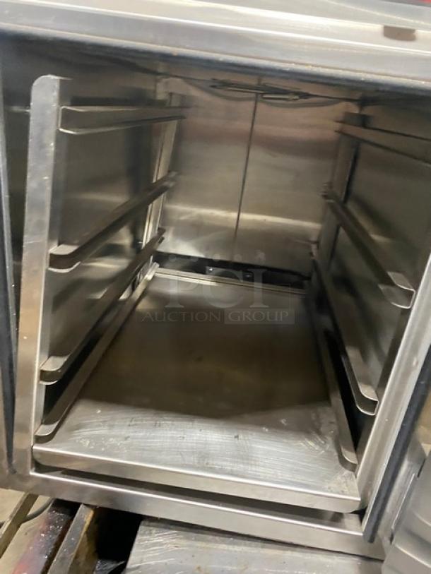 Wittco 1220-3 stainless steel electric heated holding system, interior view. Model 1220-3, SN: JS707164, 120V 1 Phase.