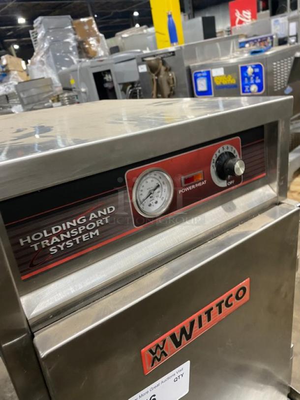 Wittco Commercial Stainless Steel Heated Holding/Transport System, Model 1220-3, featuring power/heat controls, excellent condition.