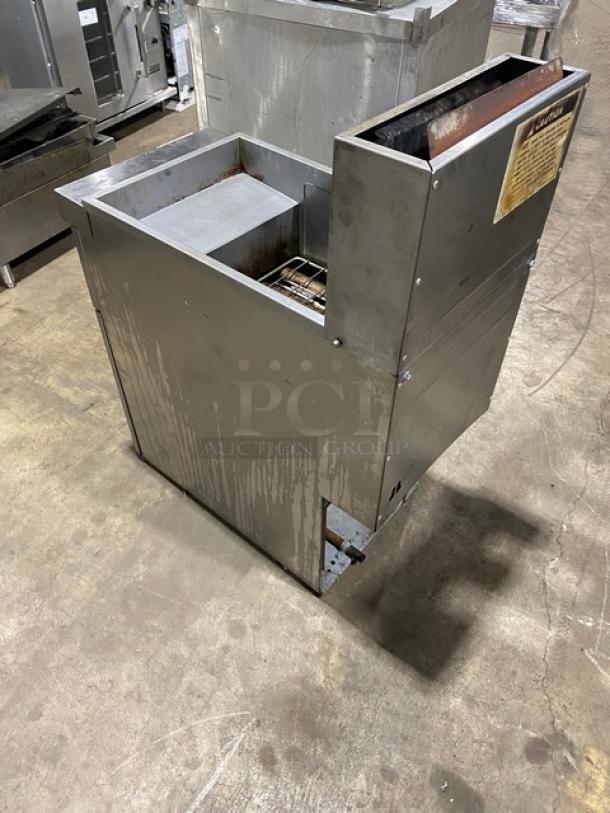 Connerton 2022 commercial stainless steel deep fat fryer, model CSGF4LP, with back splash, basket hangers. Liquid propane powered.