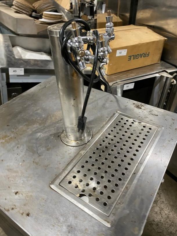 Micromatic MDD-23 kegerator with stainless worktop, single tower triple tap dispenser. Model SN: 14063872M, 115V 1 Phase.